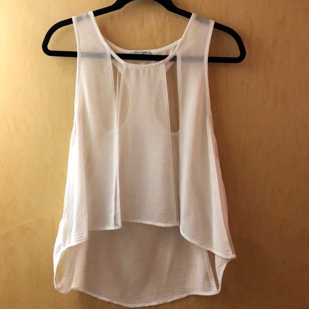 Cropped Tank with Mesh Inserts and Back cutouts